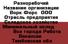 Разнорабочий › Название организации ­ Ворк Форс, ООО › Отрасль предприятия ­ Складское хозяйство › Минимальный оклад ­ 27 000 - Все города Работа » Вакансии   . Тамбовская обл.,Моршанск г.